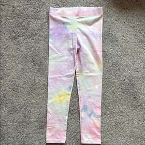 H&M Pink and Yellow Leggings with Tie-Dye Pattern